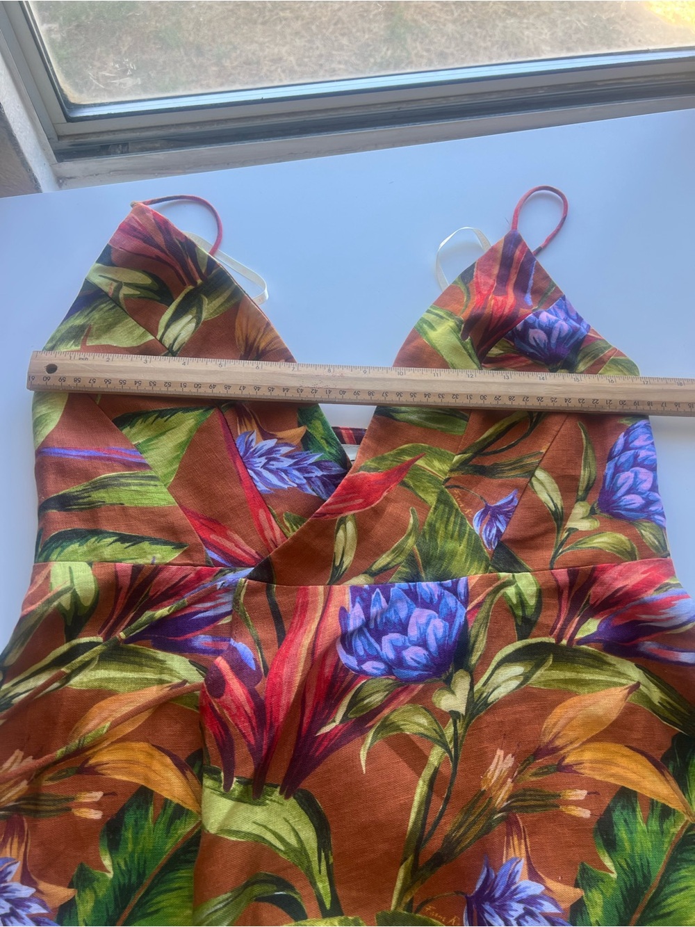 Farm Rio Florart Linen Sleeveless
Plunge Midi Wrap Dress Multi Color Brown M NWT - Picture 16 of 16